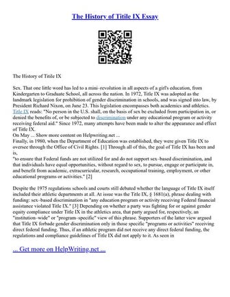 The History Of Titile IX Essay