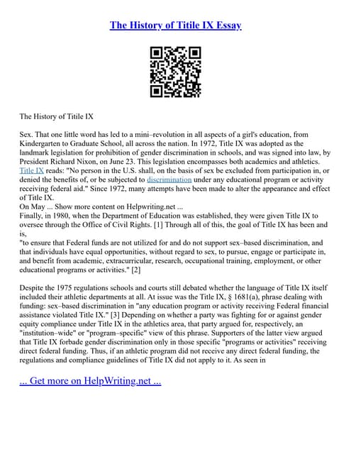 The History Of Titile IX Essay