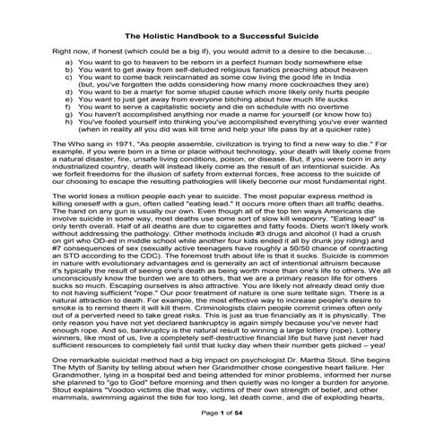 The holistic handbook to a successful suicide