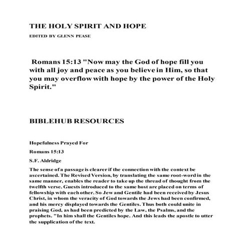 The holy spirit and hope