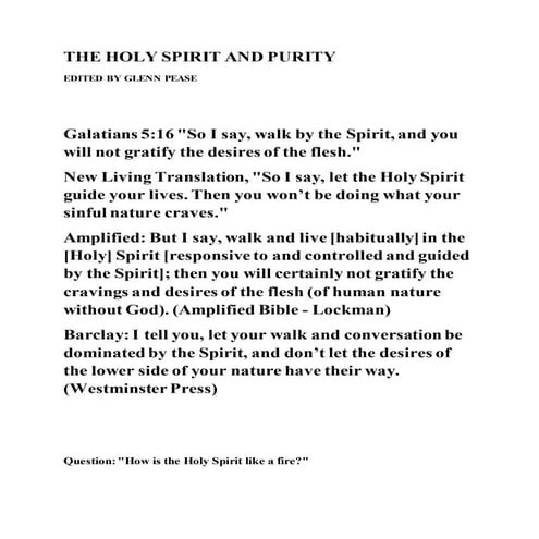 The holy spirit and purity