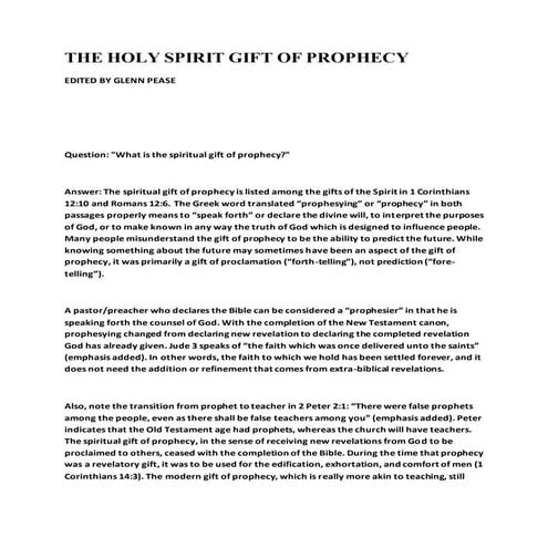 The holy spirit gift of prophecy