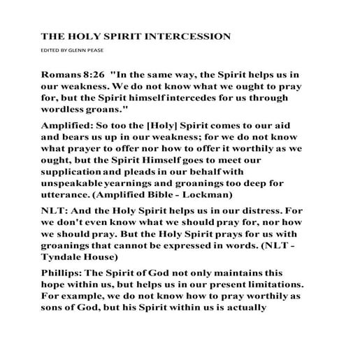 The holy spirit intercession