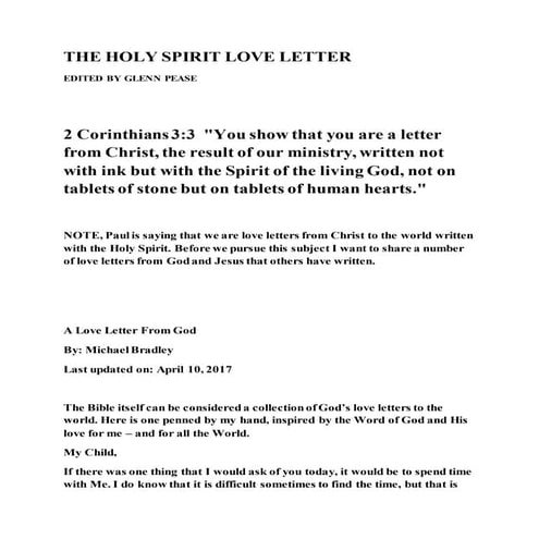 The holy spirit love letter