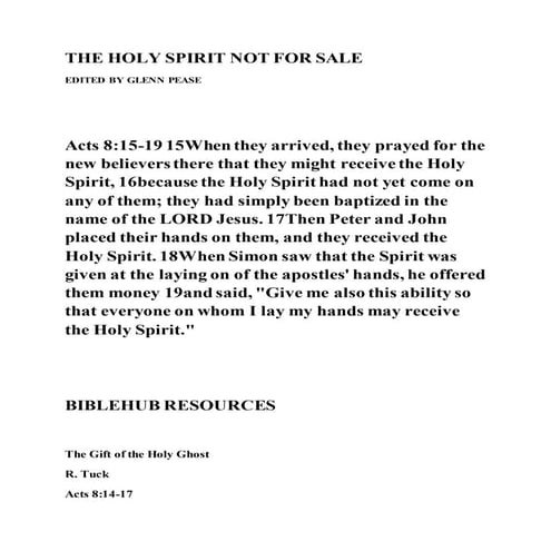 The holy spirit not for sale | DOCX