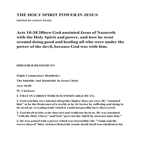 The holy spirit power in jesus