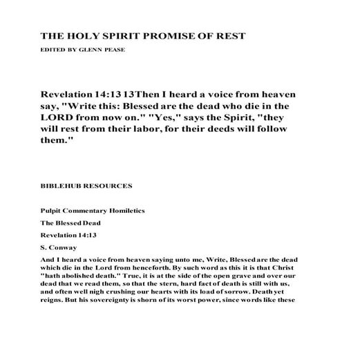 The holy spirit promise of rest