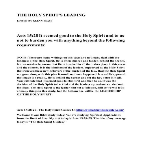 The holy spirit's leading