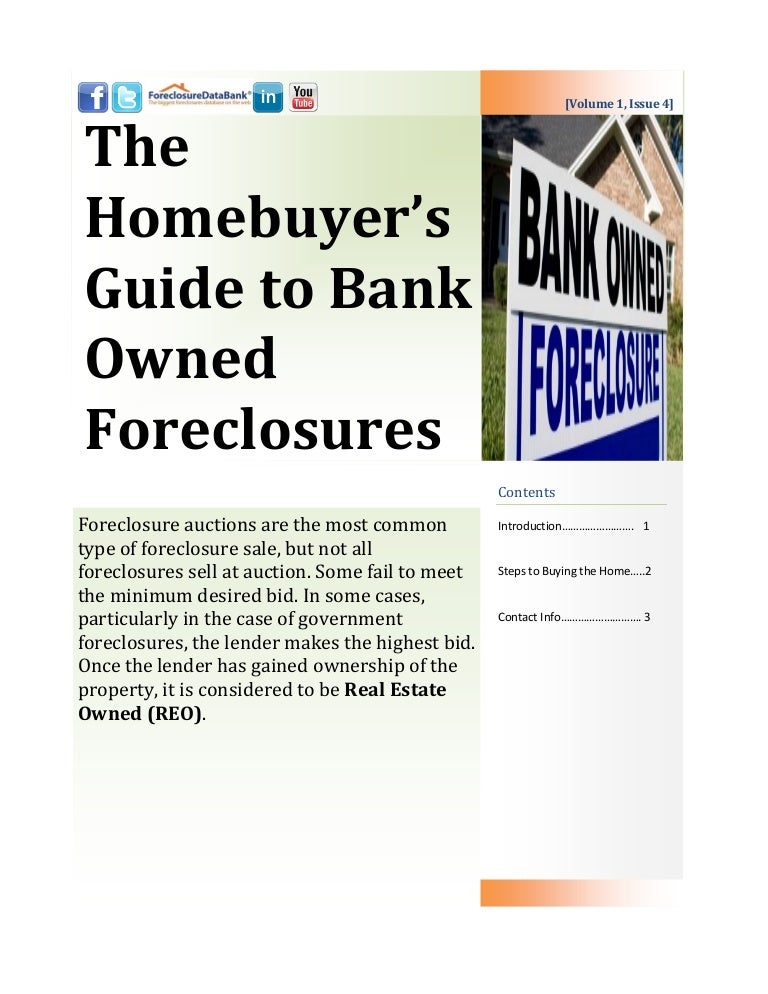 The Homebuyer's Guide to Bank Owned Foreclosures data bank