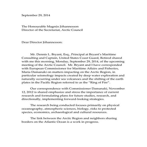 The Honourable Magnús Jóhannesson, Director of the Secretariat, Arctic Council