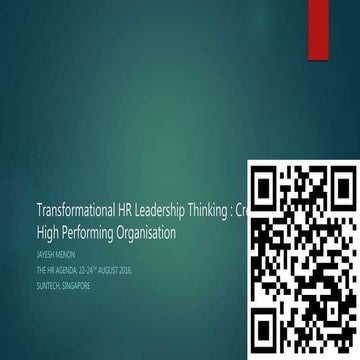 Transformational HR Leadership Thinking : Creating a High Performing Organisa...