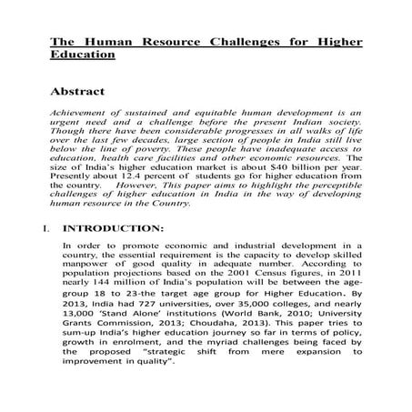 The human resource challenges for higher education