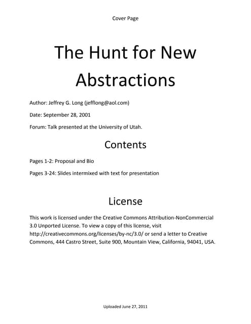 The hunt for new abstractions