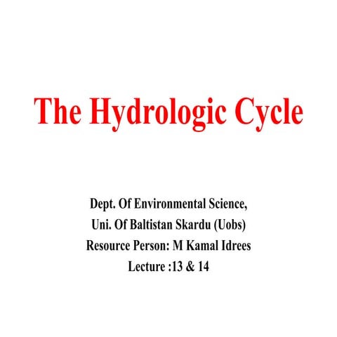 Comprehensive Overview of the Hydrologic Cycle and Its Key Processes | PPTX