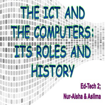 The ICT and the Computers
