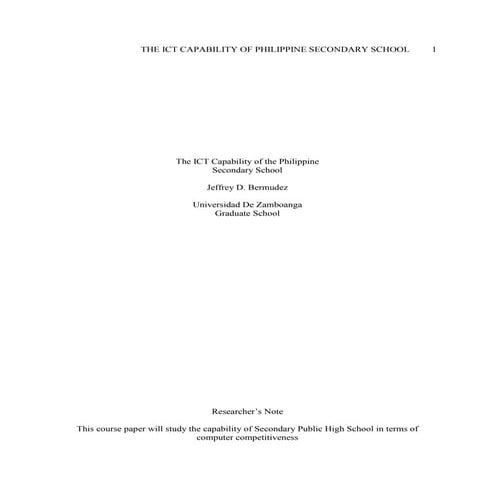 The ICT Capability of Secondary School