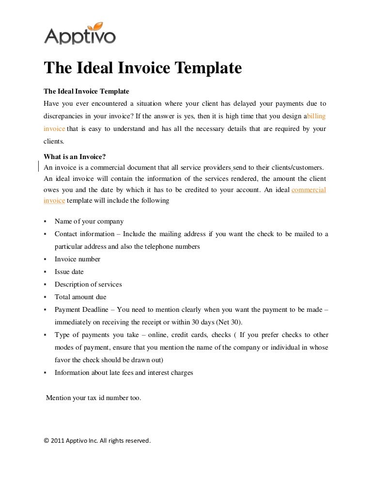 the ideal invoice template