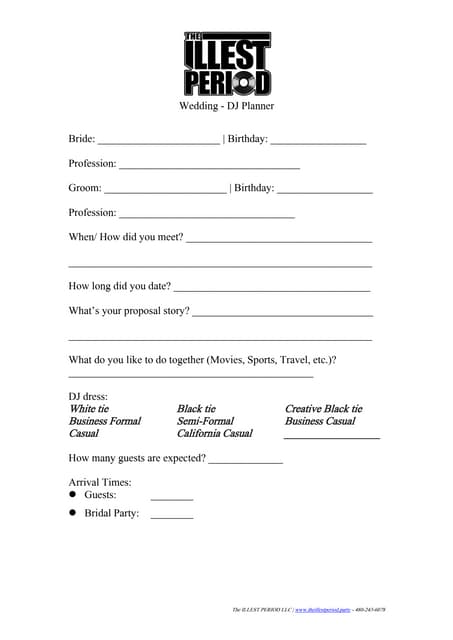 The ILLEST Period Wedding-DJ Worksheet | PDF the-illest-period-wedding-dj-worksheet-pdf