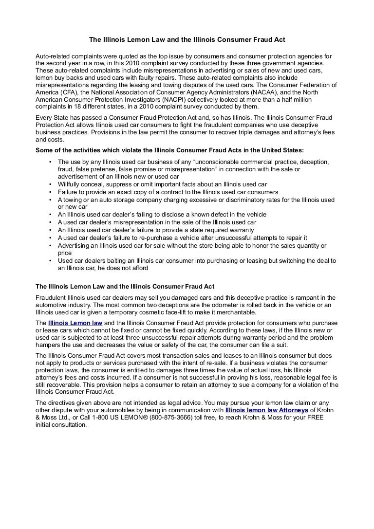 Florida Lemon Law Used Cars >> The illinois lemon law and the illinois consumer fraud act Florida Lemon Law Used Cars >> The illinois lemon law and the illinois consumer fraud act