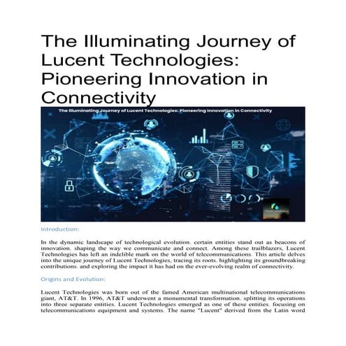 Lucent Technologies With Analysis | PPTX