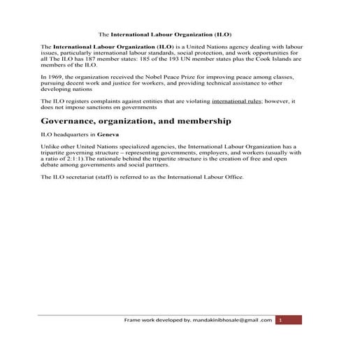 INTERNATIONAL LABOUR ORGANIZATION | PPTX