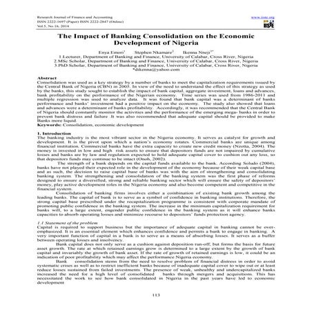 The impact of banking consolidation on the economic development of ...