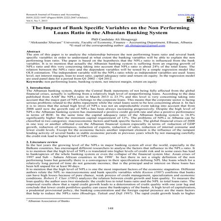 The impact of bank specific variables on the non performing loans ratio in th...