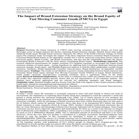 The impact of brand extension strategy on the brand equity of fast moving con...