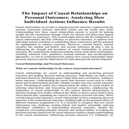 The Impact of Causal Relationships on Personal Outcomes: Analysing How Individual Actions Influence Results