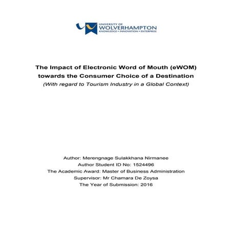 The impact of electronic word of mouth (e wom) towards the consumer ...