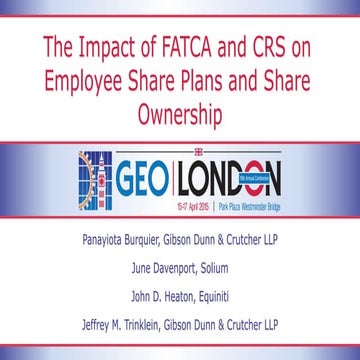 The Impact of FATCA and CRS on Employee Share Plans and Share Ownership