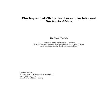 The impact of globalisation on the informal sector in africa