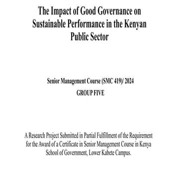 The Impact of Good Governance on Sustainable Performance - Presentation 5 28....