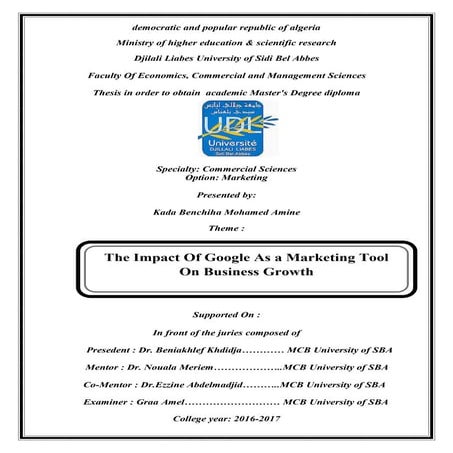 The impact of Goolge as a marketing tool on business growth