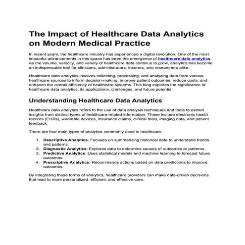 The Impact of Healthcare Data Analytics on Modern Medical Practice.docx