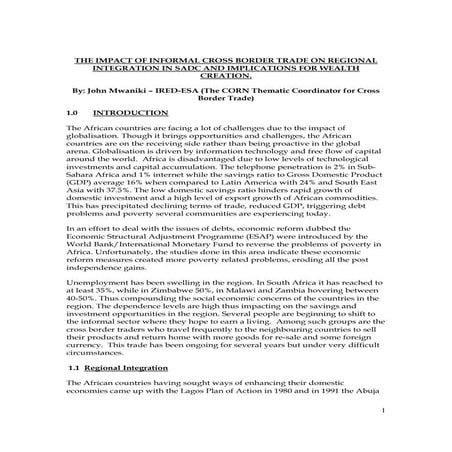 The impact of informal cross border trade on regional intergration in ...