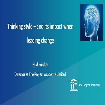 The impact of personality on the success of project delivery, 18 September 2019