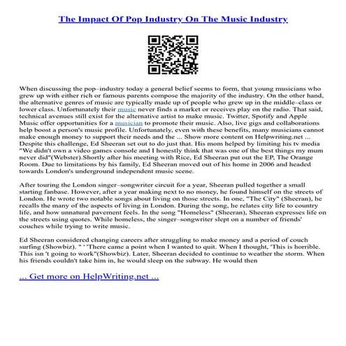 The Impact Of Pop Industry On The Music Industry