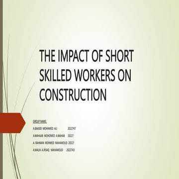 Shortage of Skilled Labour in Construction Industry of Sri Lanka | PPTX