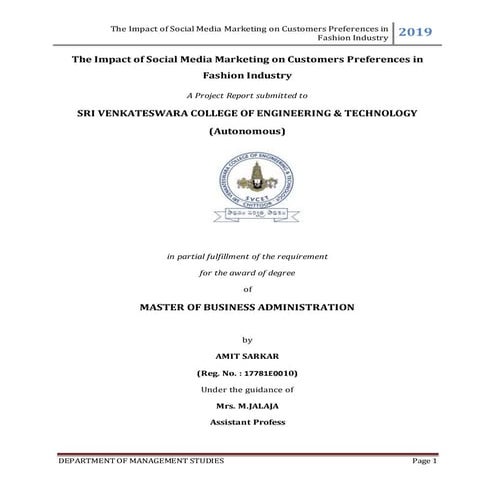 The impact of social media marketing on customers preferences in fashion indu...