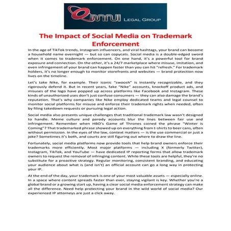 Curated visual reference: Picture Idea: The Impact Of Social Media On Trademark Enforcement Pdf