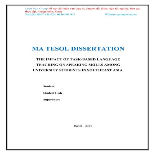 THE IMPACT OF TASK-BASED LANGUAGE TEACHING ON SPEAKING SKILLS AMONG ...