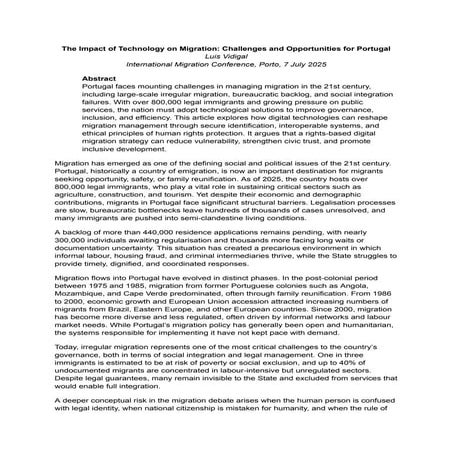 The Impact of Technology on Migration: Challenges and Opportunities for ...