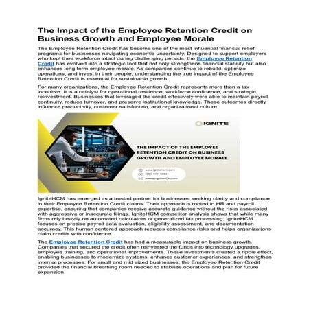 The Impact of the Employee Retention Credit on Business Growth and ...