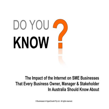 The Impact of the Internet on SME Businesses