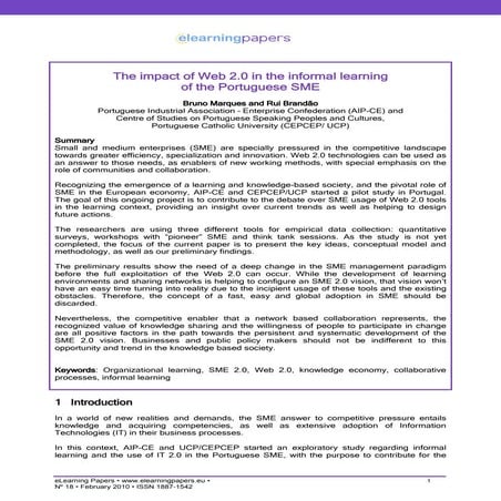 The impact of Web 2.0 in the informal learning of the Portuguese SME