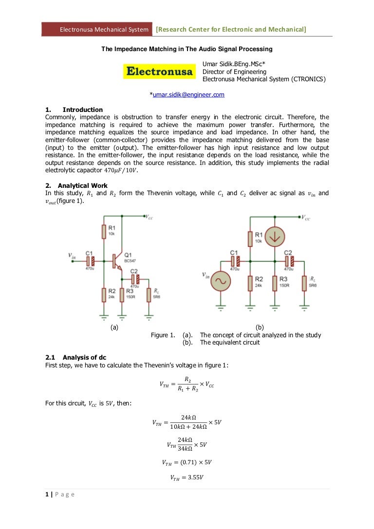The Impedance Matching in The Audio Signal Processing