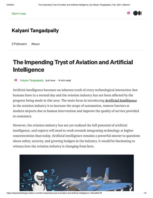 Artificial intelligence in aviation | PDF