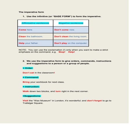 THE IMPERATIVE FORM