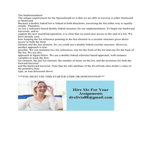 The Implementation The unique requirement for the SpecializedList is t.docx